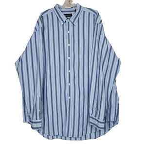 Austin Reed London Button Up Shirt Men XXL Long Sleeve Striped Blue & White